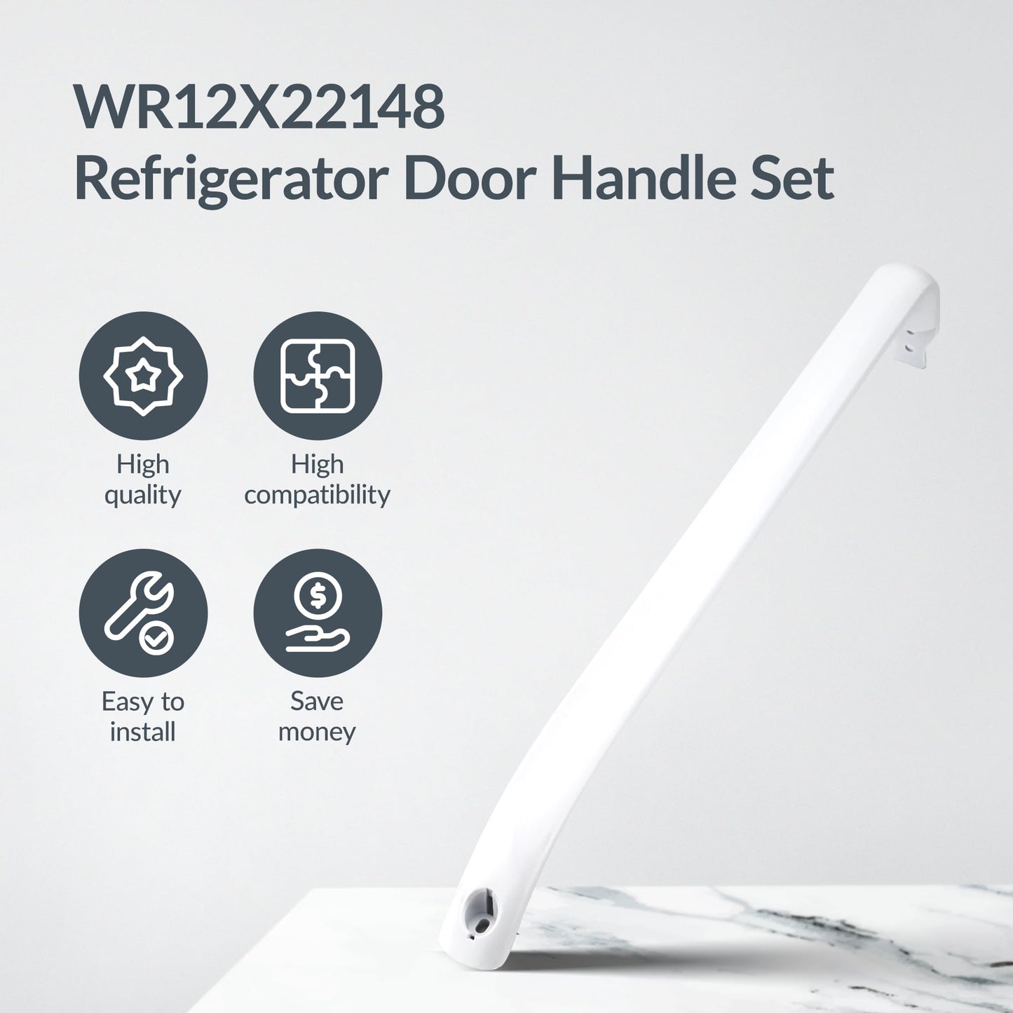 WR12X22148 Non-OEM GE Refrigerator Smooth Handle Kit – High-Quality Replacement