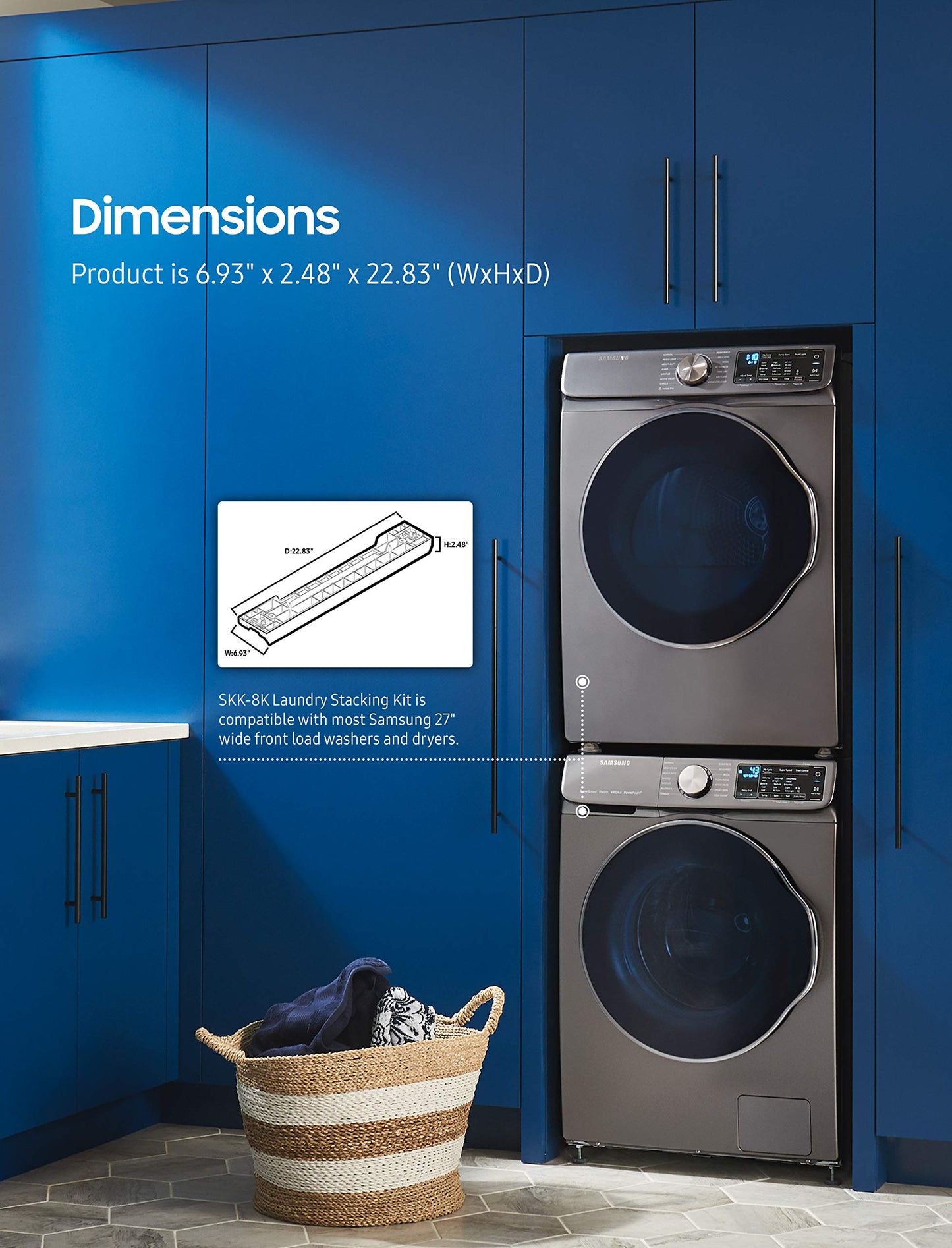 Samsung SKK-8K 27" Wide Front Load Laundry Stacking Kit – Genuine OEM Accessory