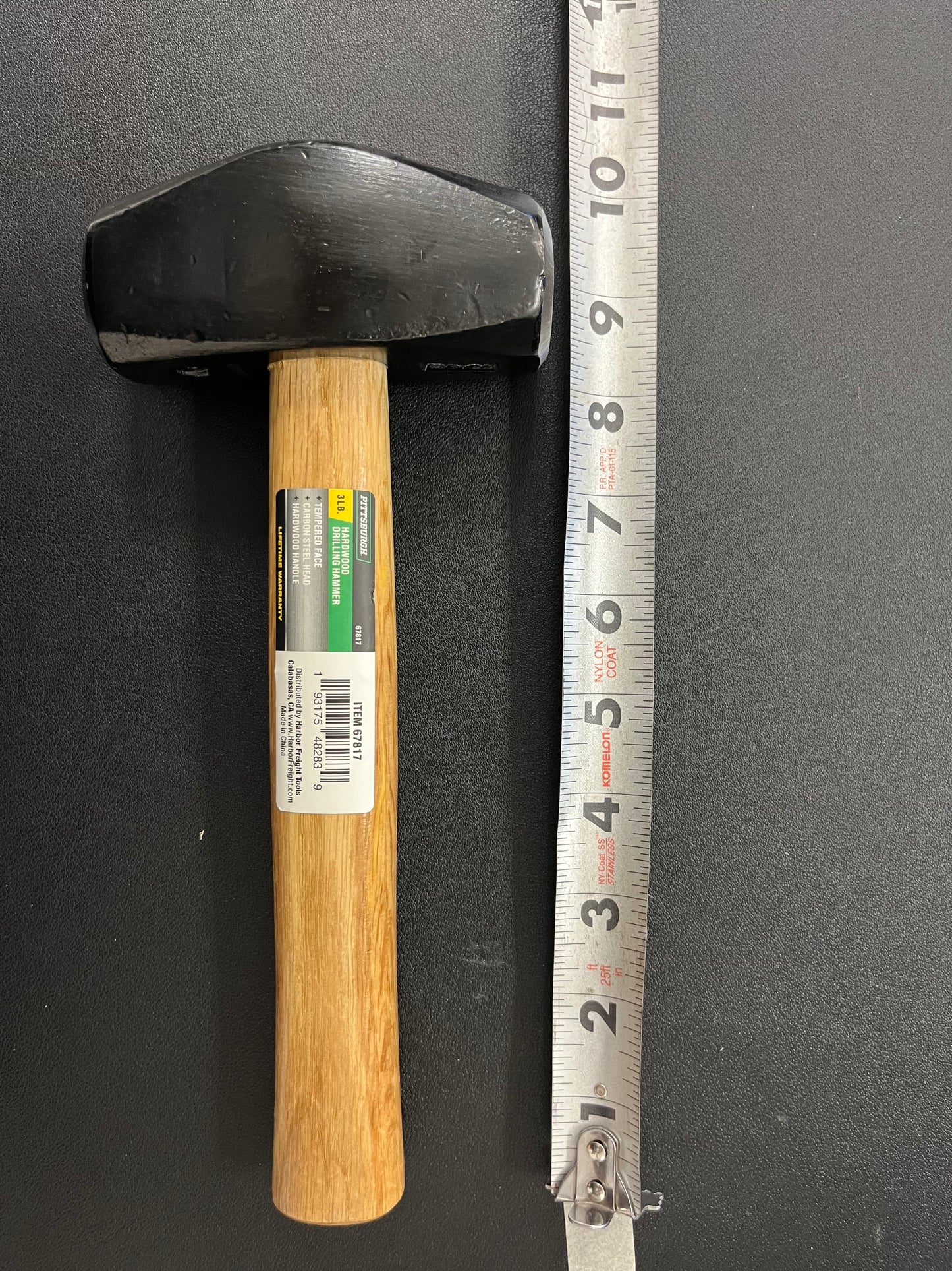 PITTSBURGH 3 lb. Hardwood Drilling Hammer – Heavy-Duty Striking Power