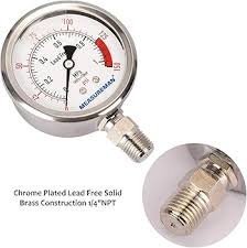 MEASUREMAN Lead-Free Glycerin Filled Reverse Osmosis Pressure Gauge – 2-1/2" Dial, 1/4" NPT Lower Mount, 0-150 psi/MPa
