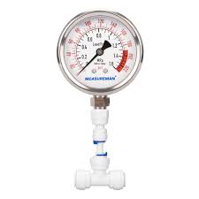 MEASUREMAN Lead-Free Glycerin Filled Reverse Osmosis Pressure Gauge – 2-1/2" Dial, 1/4" NPT Lower Mount, 0-150 psi/MPa