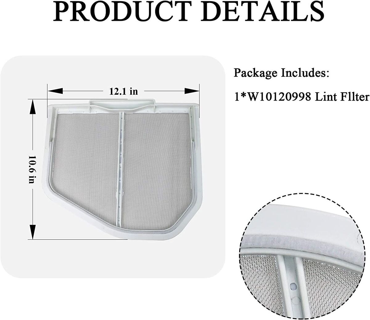 W10120998 Whirlpool Dryer Lint Screen Filter – Genuine OEM Replacement