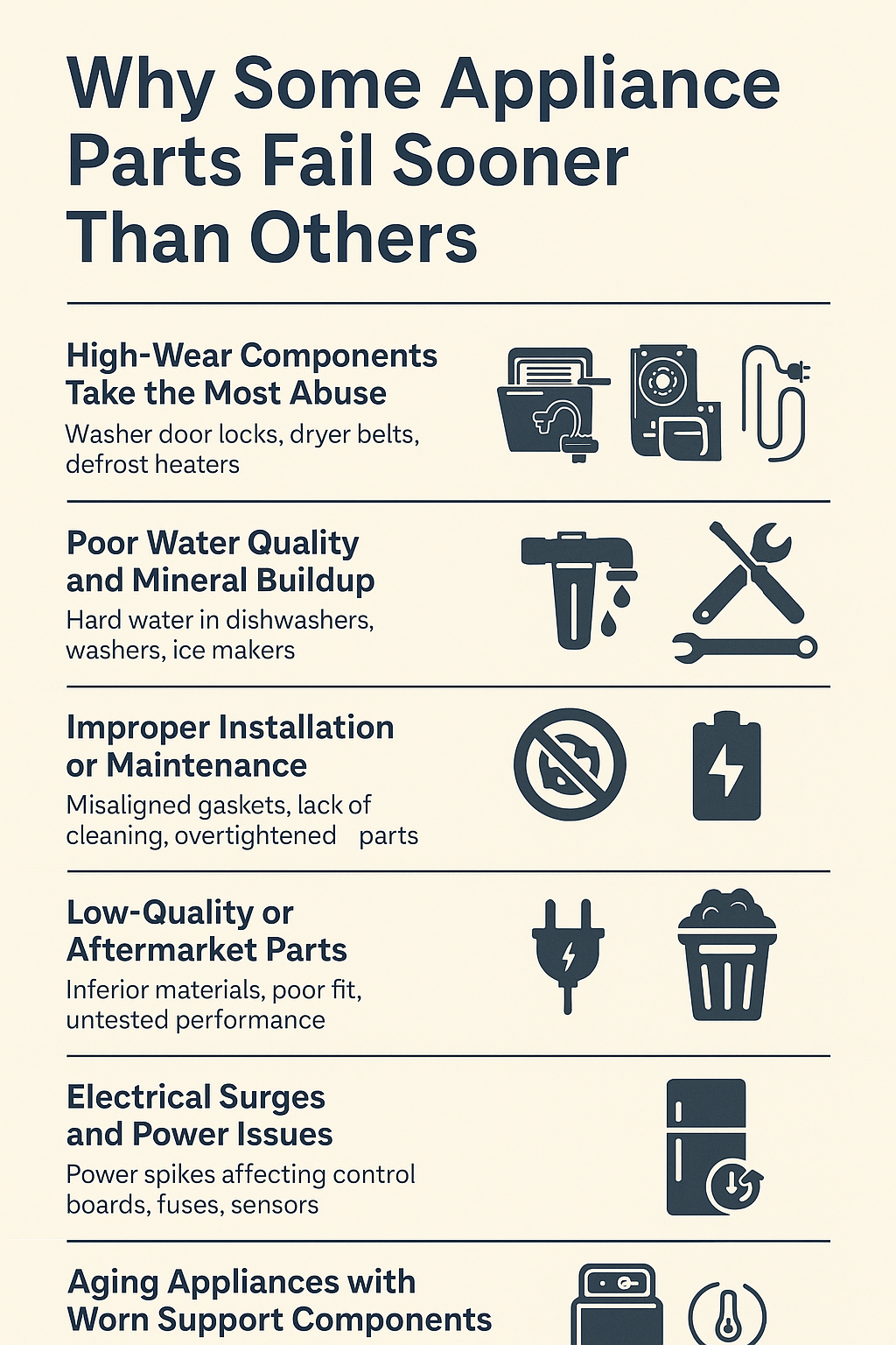 Why Some Appliance Parts Fail Sooner Than Others