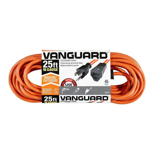 25 ft. x 16/3 Gauge Indoor/Outdoor Extension Cord – Vanguard Orange