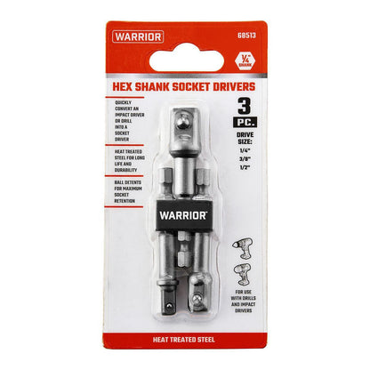 WARRIOR Hex Shank Socket Driver Set, 3-Piece – Durability and Versatility for Quick Socket Changes