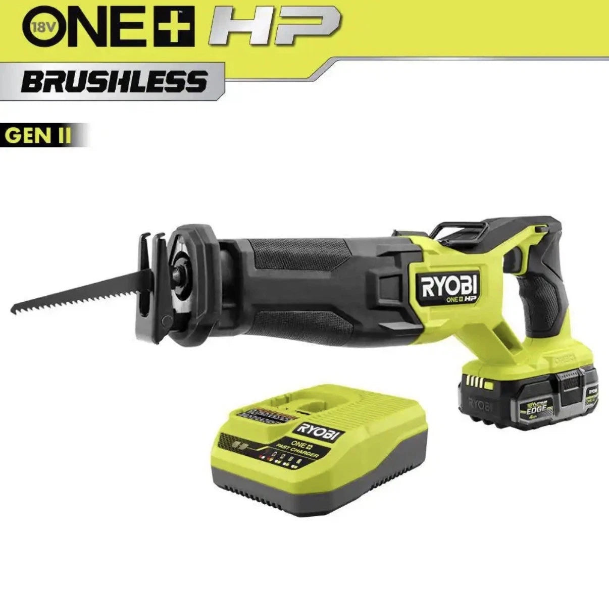 ONE+ HP 18V Brushless Cordless Reciprocating Saw Kit with 4 Ah EDGE Battery and Charger